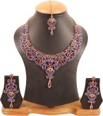Touchstone Indian Bollywood Gorgeous intricate Workmanship Sparkling White Colorful Rhinestone crystal wedding Designer Jewelry Necklace Set In Gold And Silver Tone For Women. - Image 5